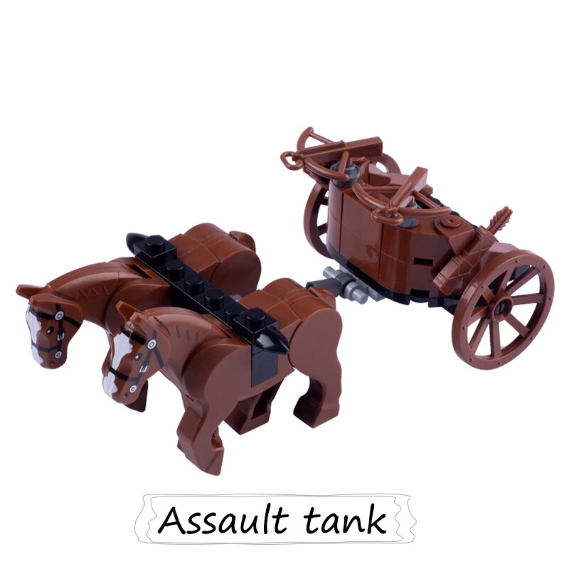 Medieval Castle Wall Model Building Blocks Ancient Military Siege Weapons Tent Watchtower Chariot Bonfire Carriage Bricks Toys