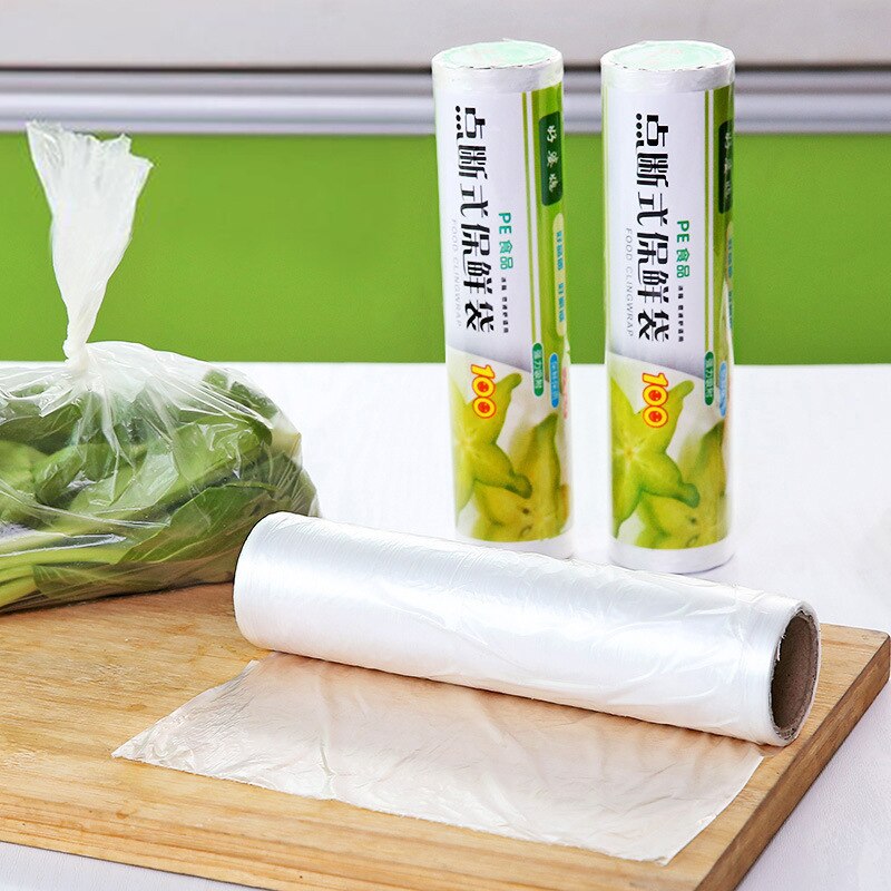 1 Roll 50Pcs Plastic Bags Disposable Wrap Kitchen Fresh Keeping Heat Sealer Food Saver Vacuum Fruit Storage Package Saran Wrap