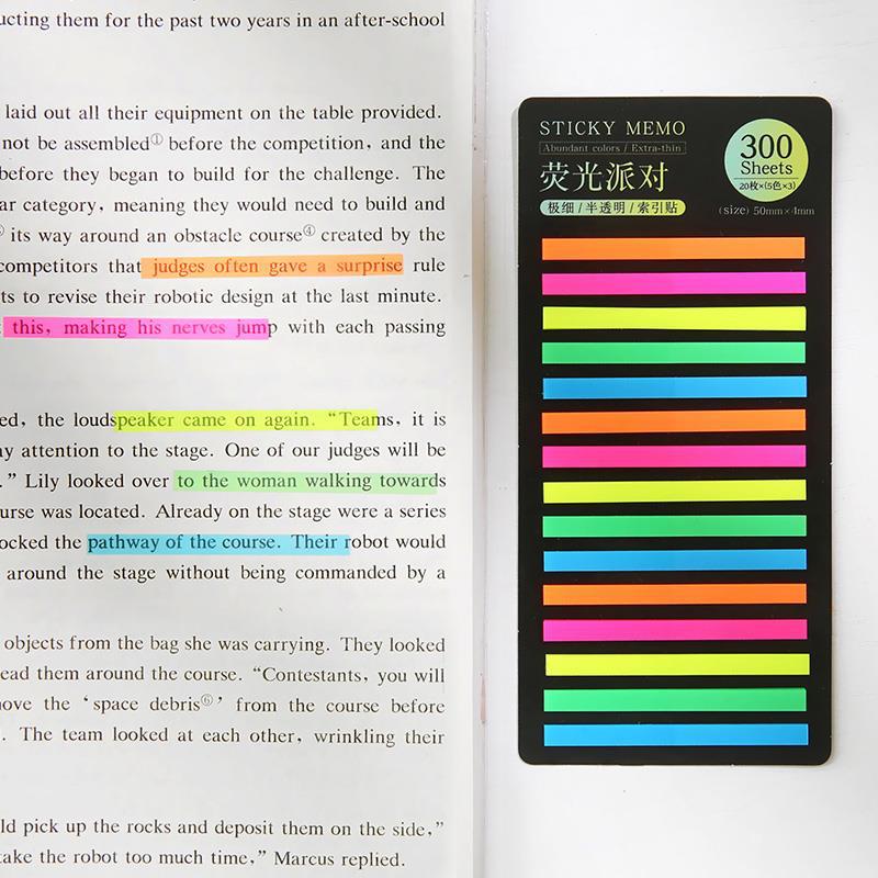 300 Sheets Rainbow Color Index Memo Pad Posted It Sticky Notes Paper Sticker Notepad Bookmark School Supplies Kawaii Stationery