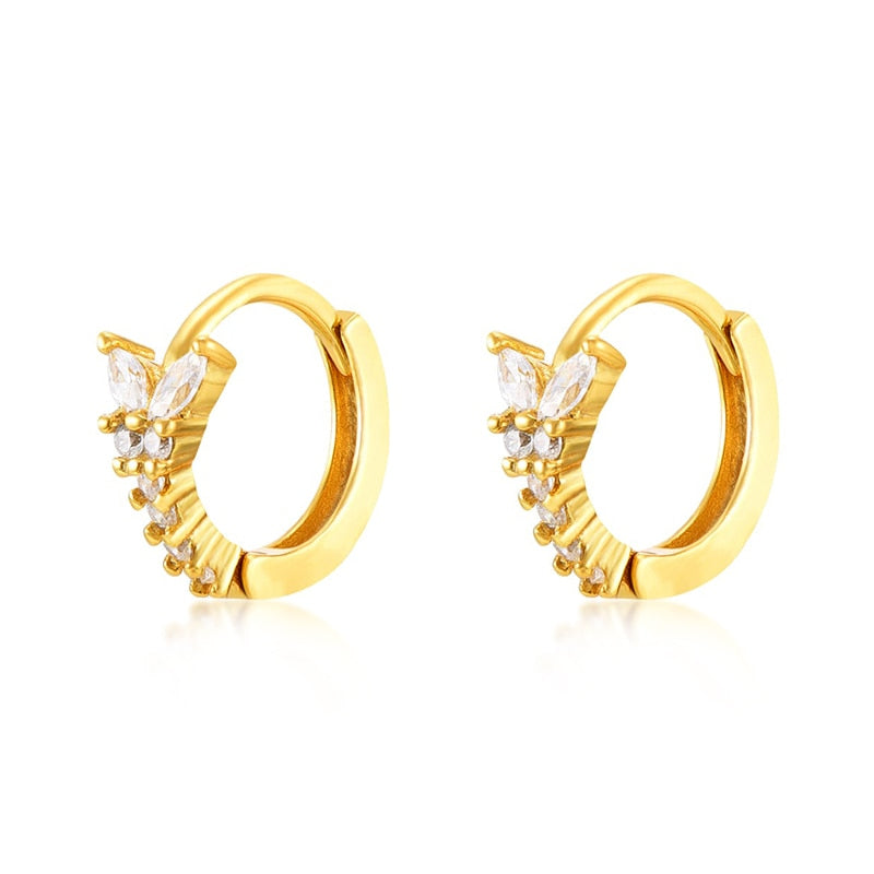 925 Sterling Silver Ear Needle Butterfly Hoop Earrings Colorful Crystal Animal Pendant Earrings for Women Party Fashion Jewelry