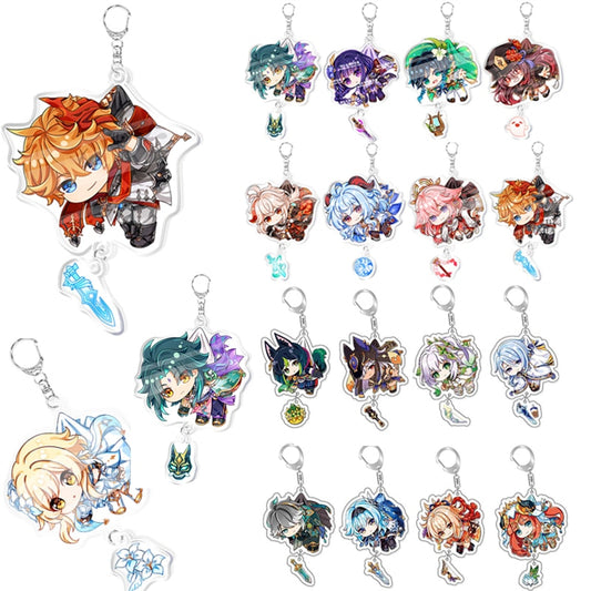 Anime Genshin Impact Keychain Cartoon Cosplay Keychains with pendant metal Car key chain Key Ring Men Women Baby Jewelry Gift