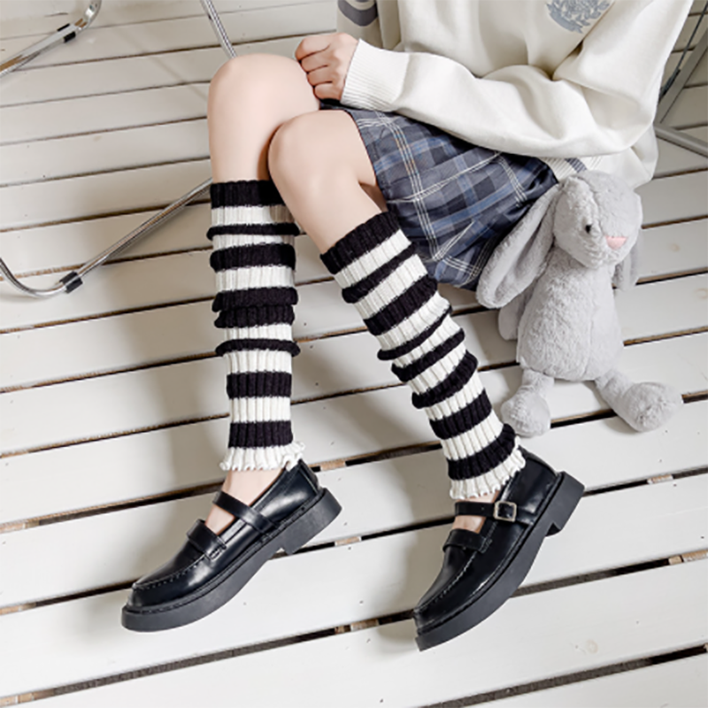Lolita Long Socks Women Leg Warmers Knitted Warm Foot Cover White Arm Warmer Ladies Autumn Winter Crochet Socks Boot Cuffs