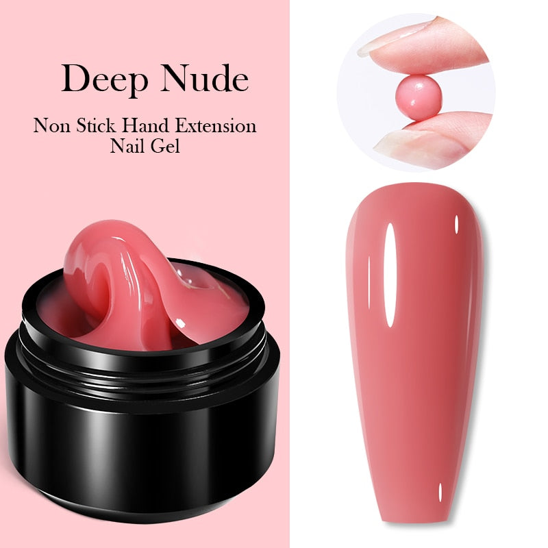 BORN PRETTY 15ML Non Stick Hand Solid Extension Nail Gel Clear Nude Pink Extension Gel Rhinestone Glue Gel Easy to Operate