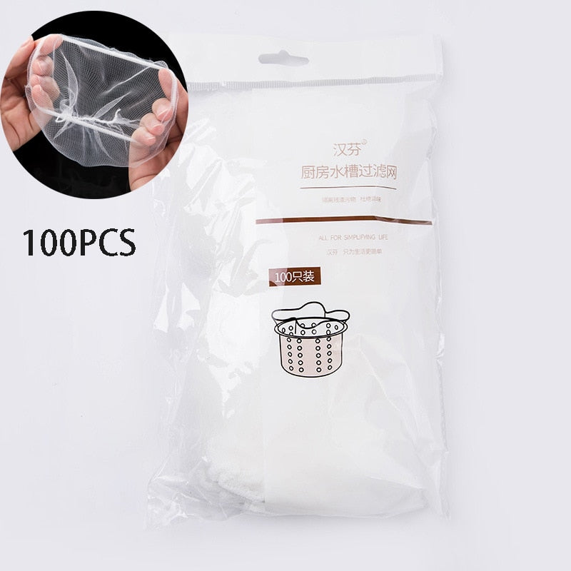 100/30PCS Disposable Sink Filter Mesh Bag Strainer  Waste Filter Drainage Hole Garbage Bag Kitchen Bathroom Clean Supplies