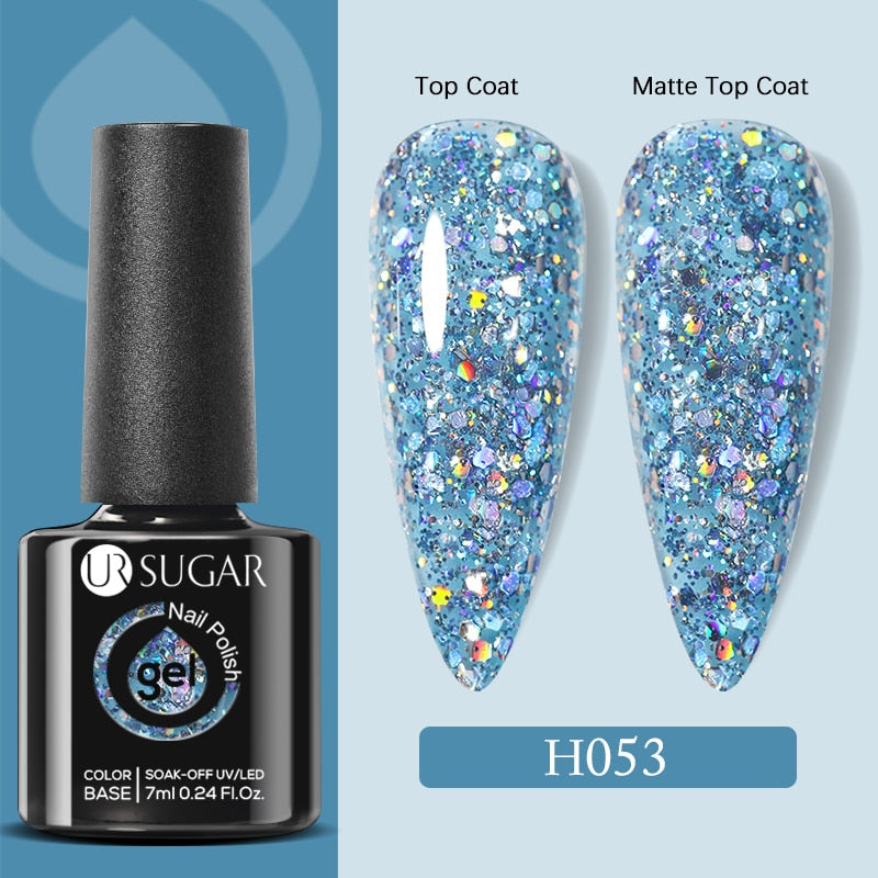 UR SUGAR 7ml Gold Glitter Gel Nail Polish Platinum Shining Mineral Sequins Soak Off UV LED Gel Nail Semi Permanent Manicure