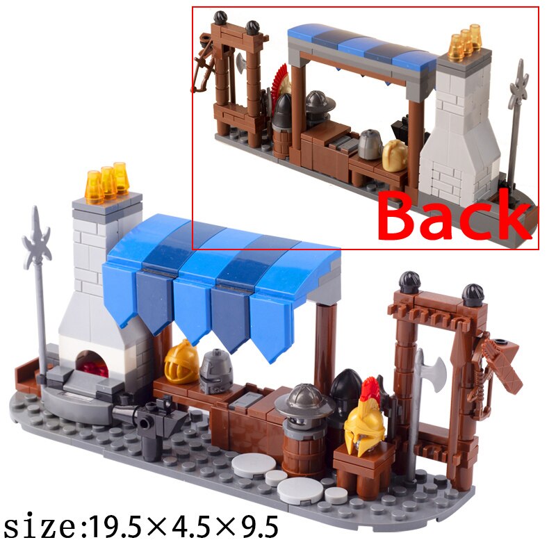 Medieval Castle Wall Model Building Blocks Ancient Military Siege Weapons Tent Watchtower Chariot Bonfire Carriage Bricks Toys