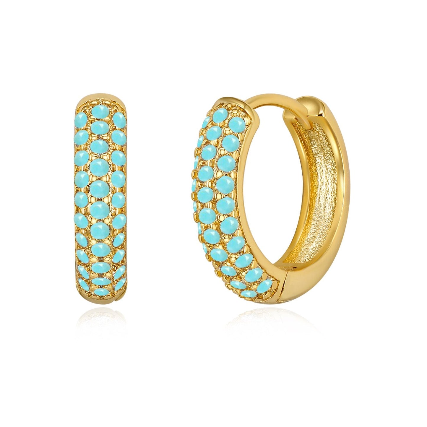2022 Trend Blue Turquoises Series Hoop Earrings 925 Sterling Silver Ear Needle Small Earrings For Women Delicate Jewelry Pendant