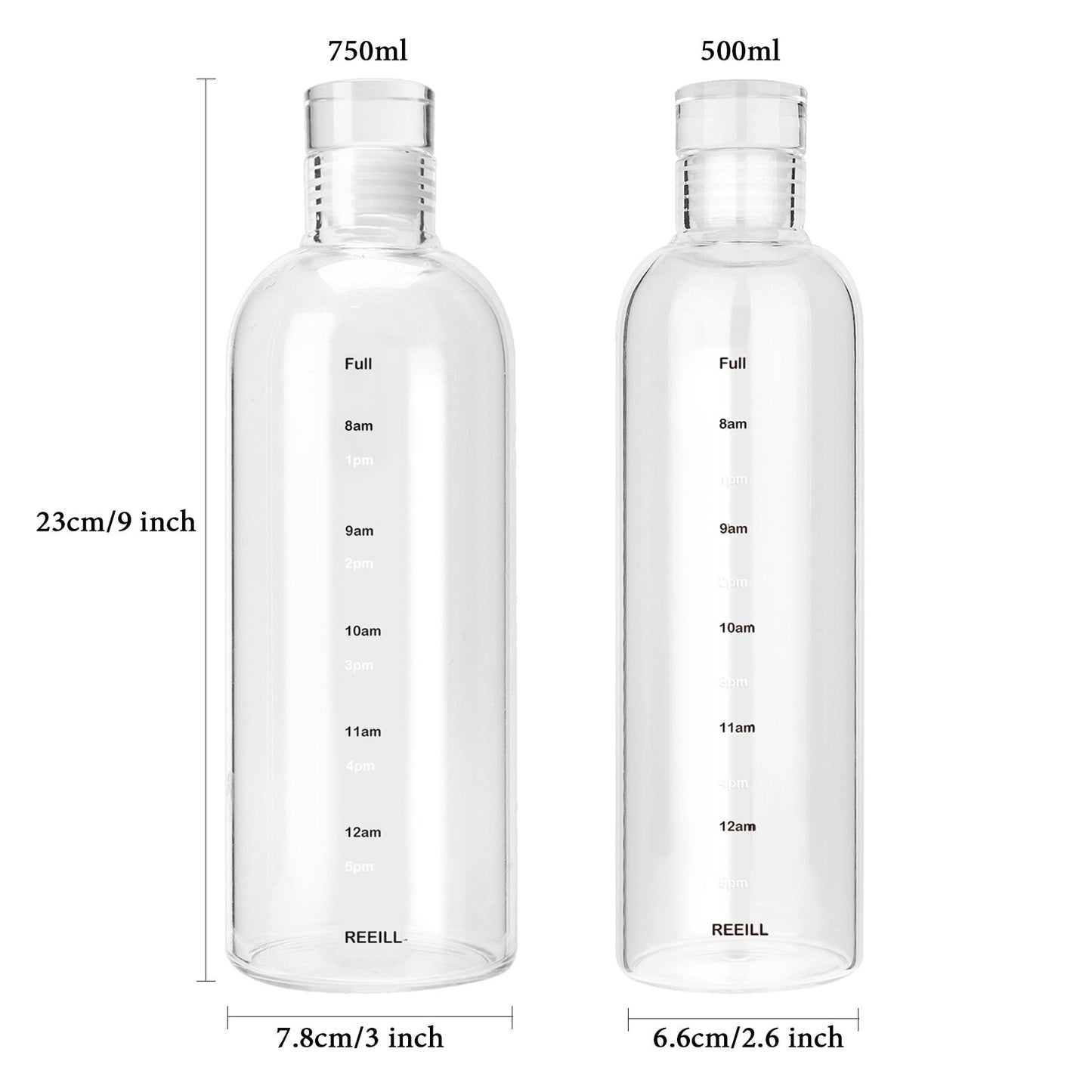 Botella de agua de vidrio de gran capacidad con marcador de tiempo, cubierta transparente para bebida de agua, leche, jugo, taza Simple, regalo de cumpleaños, 750ml