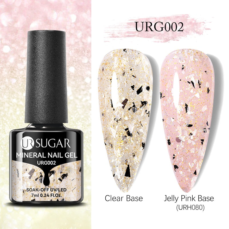UR SUGAR 7ml Gold Glitter Gel Nail Polish Platinum Shining Mineral Sequins Soak Off UV LED Gel Nail Semi Permanent Manicure