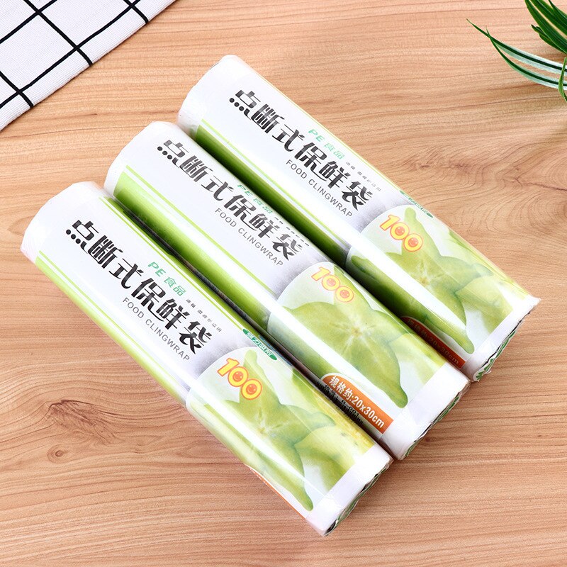 1 Roll 50Pcs Plastic Bags Disposable Wrap Kitchen Fresh Keeping Heat Sealer Food Saver Vacuum Fruit Storage Package Saran Wrap