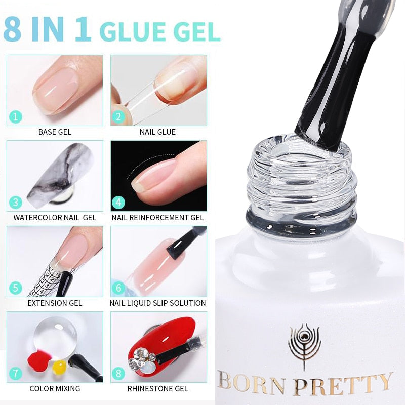 BORN PRETTY Milky Pink Quick Extension Gel Nail Polish Rubber Base Gel Camouflage Color Coat Semi Permanent Nails Art Gels 7ml