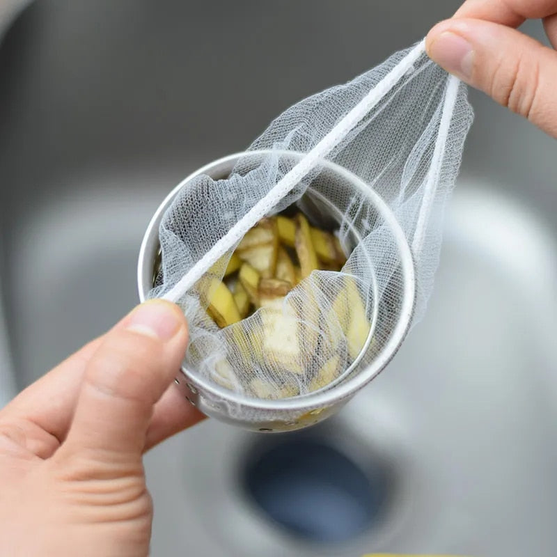 100/30PCS Disposable Sink Filter Mesh Bag Strainer  Waste Filter Drainage Hole Garbage Bag Kitchen Bathroom Clean Supplies