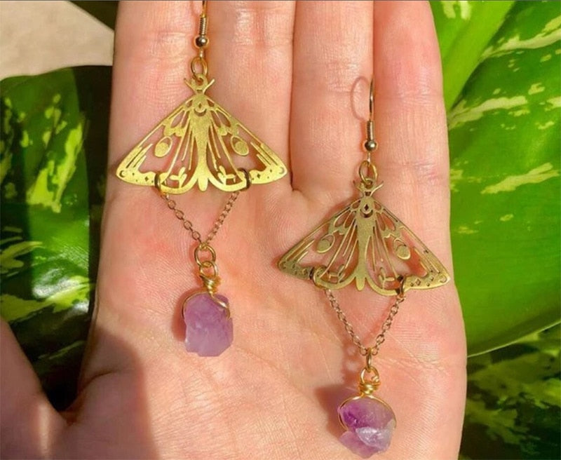 Moth Charm Gold Plated Earrings For Women Girls Boho Jewelry Accessories Hollow Butterfly Pendants Ear Hooks Beautiful Earring