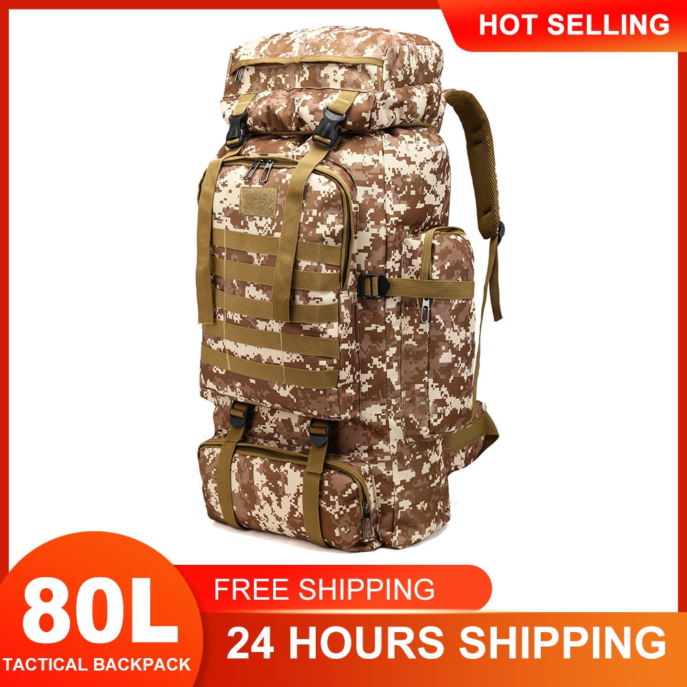Mochila 50l-80L Large Capacity Tactical Backpack Comfortable Hiking Trekking Fishing Camping  Hunting Bag Outdoor Climbing Bag
