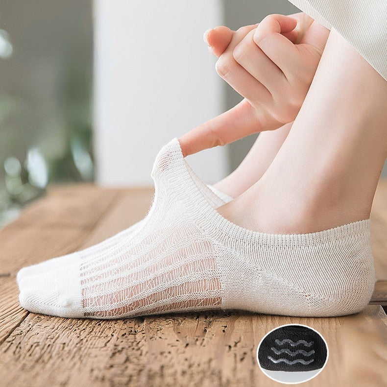5pair Women Invisible Boat Socks Summer Mujer Silicone Non-slip Chaussette Ankle Low Female Cotton Show Breathable Calcetines
