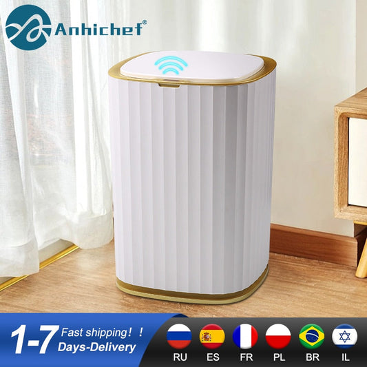 Smart Trash Can Large Capacity For Kitchen Bathroom Garbage Bin Automatic Induction Waterproof Bin With Lid Smart Home Trash Can