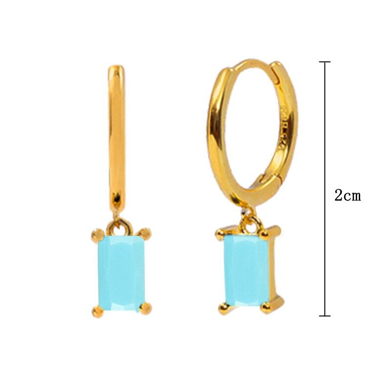 2022 Trend Blue Turquoises Series Hoop Earrings 925 Sterling Silver Ear Needle Small Earrings For Women Delicate Jewelry Pendant
