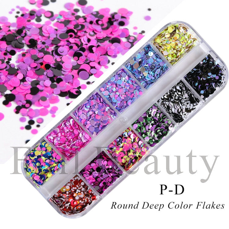 Iridescent Mixed Hexagon Nail Glitter Sequins Holo Flakes Nail Art Powder Gel Polish Paillette Manicure Accessories LADJ01-12-2