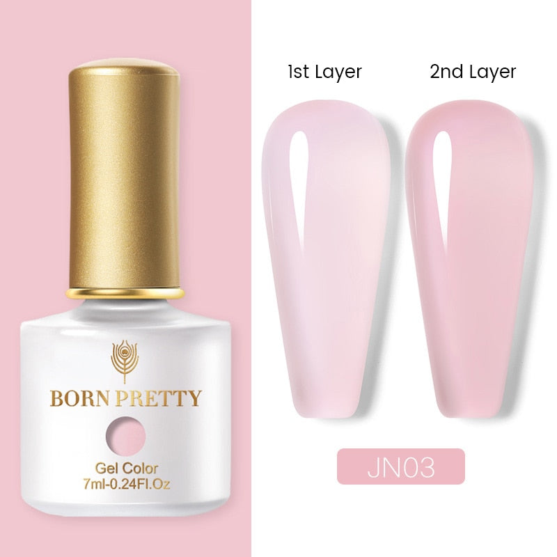 BORN PRETTY Milky Pink Quick Extension Gel Nail Polish Rubber Base Gel Camouflage Color Coat Semi Permanent Nails Art Gels 7ml