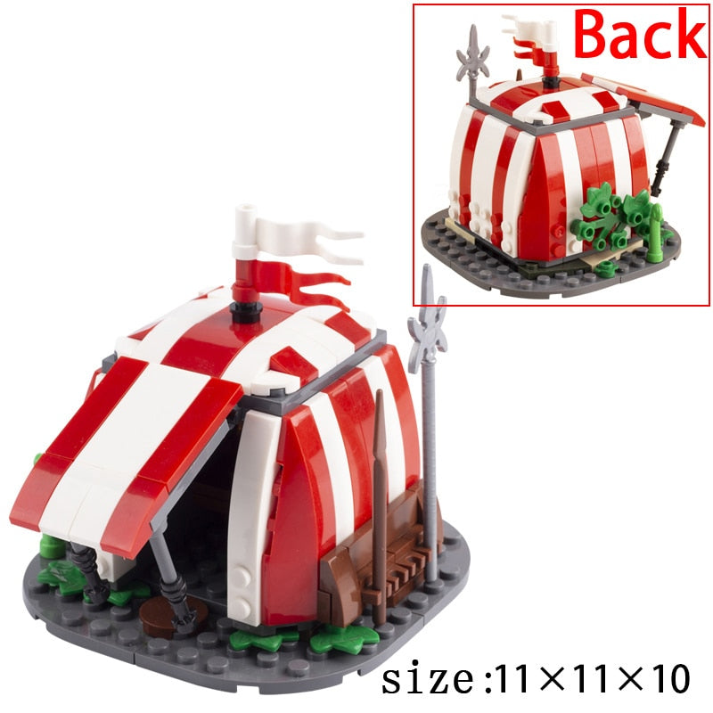 Medieval Castle Wall Model Building Blocks Ancient Military Siege Weapons Tent Watchtower Chariot Bonfire Carriage Bricks Toys