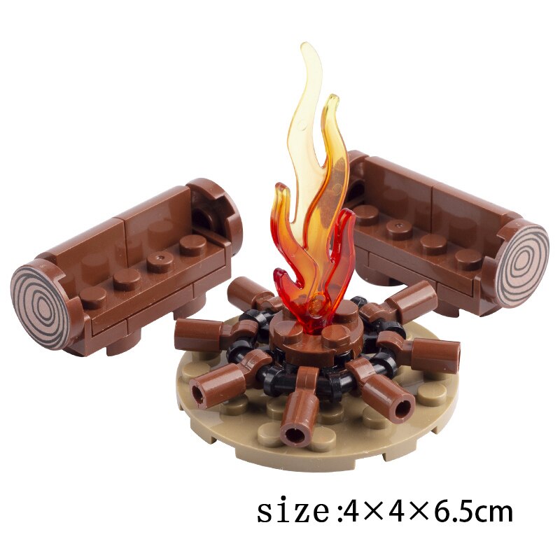 Medieval Castle Wall Model Building Blocks Ancient Military Siege Weapons Tent Watchtower Chariot Bonfire Carriage Bricks Toys