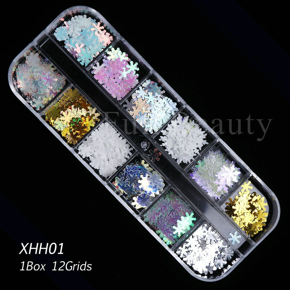 Iridescent Mixed Hexagon Nail Glitter Sequins Holo Flakes Nail Art Powder Gel Polish Paillette Manicure Accessories LADJ01-12-2