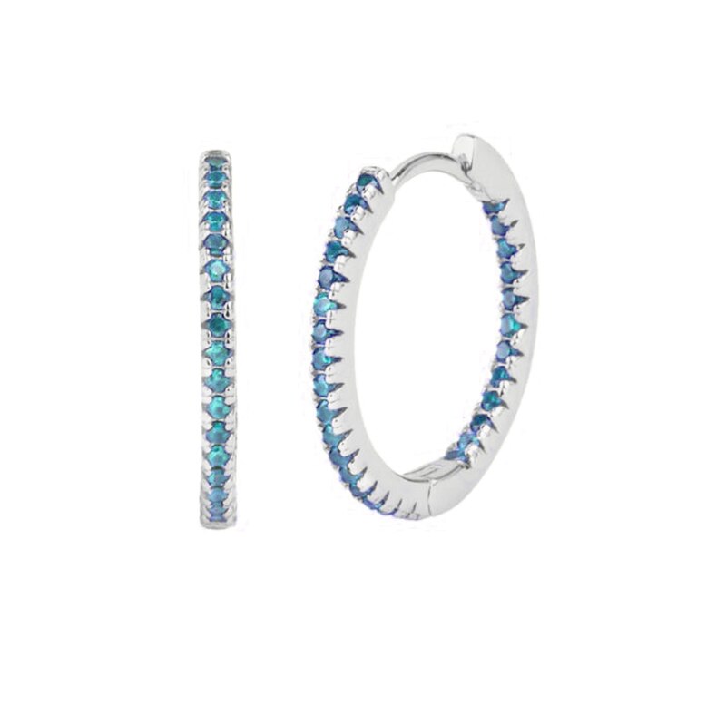 2022 Trend Blue Turquoises Series Hoop Earrings 925 Sterling Silver Ear Needle Small Earrings For Women Delicate Jewelry Pendant