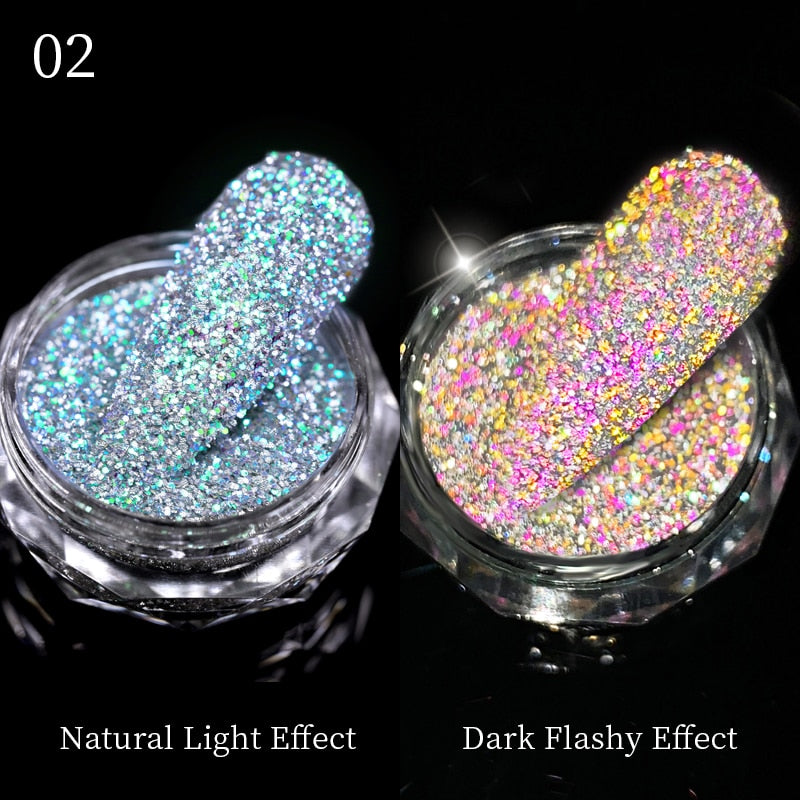 1Box Nail Mirror Glitter Powder Metallic Colorful Dust Metal Effect Nail Glitter Gold Nail Art UV Gel Polish Chrome Flakes Dust