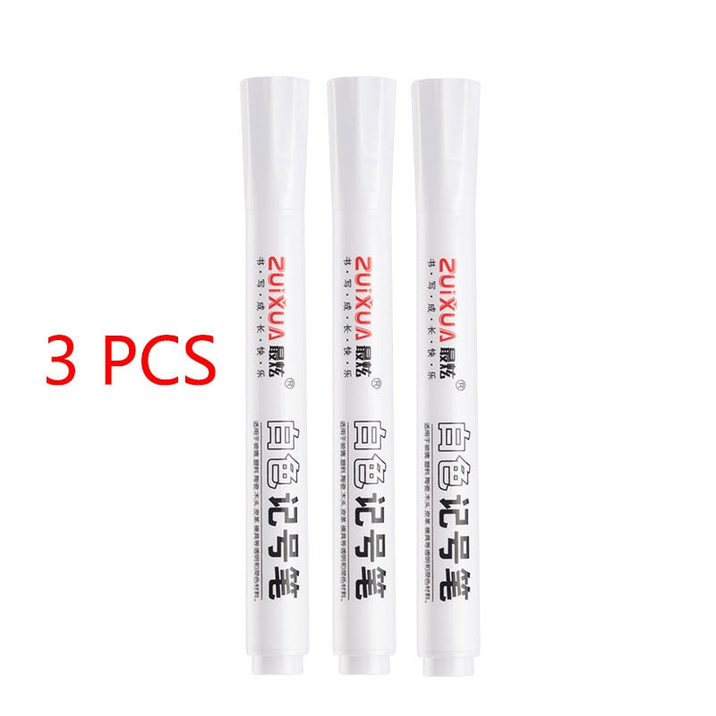 White Marker Pens set 2.0mm Oily Waterproof White Gel Pen DIY Graffiti Sketching Marker Stationery Writing School Supplies brush