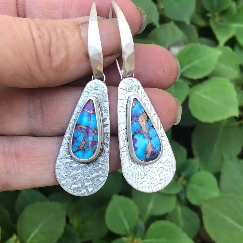 Vintage Ethnic Flower Drop Hanging Earring for Women Tredn Fashion Lovely Ear Pendant Dangle Earrings Jewelry Accessories