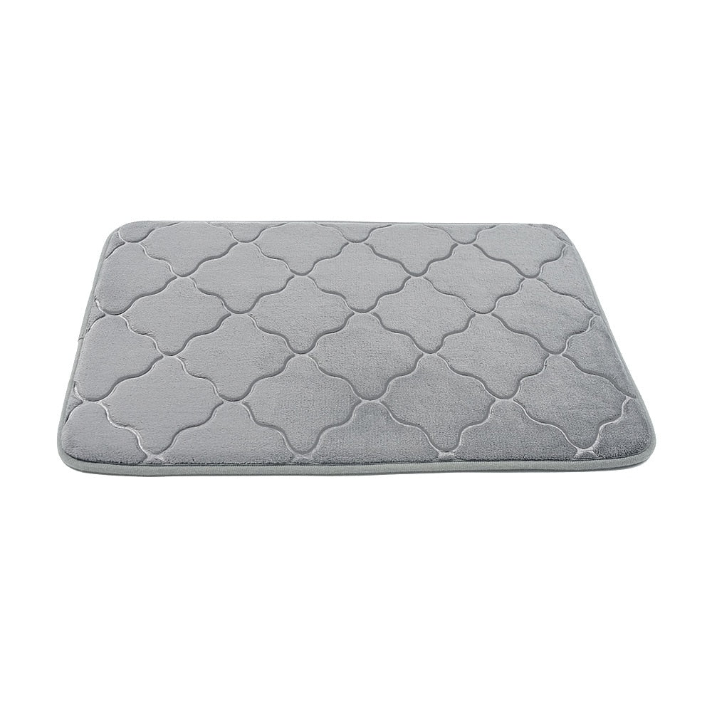Cobblestone Embossed Bathroom Bath Mat Coral Fleece Non-slip Carpet In Bathtub Floor Rug Shower Room Doormat Memory Foam Pad