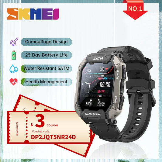 SKMEI 1.71 inch Smart Watch Men Pedometer Swimming Sports Fitness Tracker IP68 Waterproof Bluetooth SmartWatch for Android ios