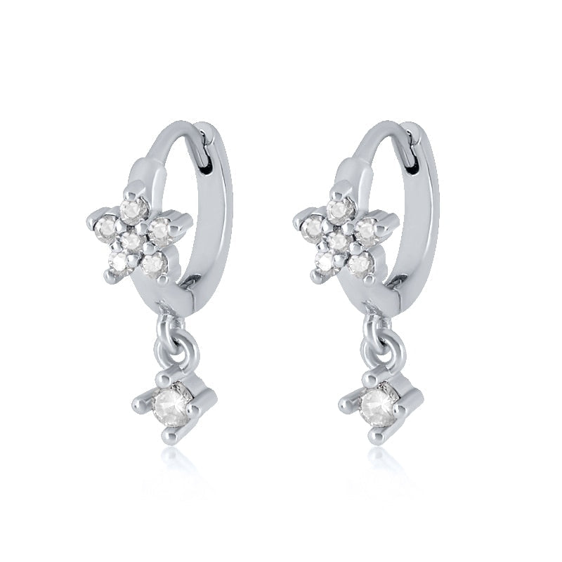 925 Sterling Silver Ear Needle Butterfly Hoop Earrings Colorful Crystal Animal Pendant Earrings for Women Party Fashion Jewelry