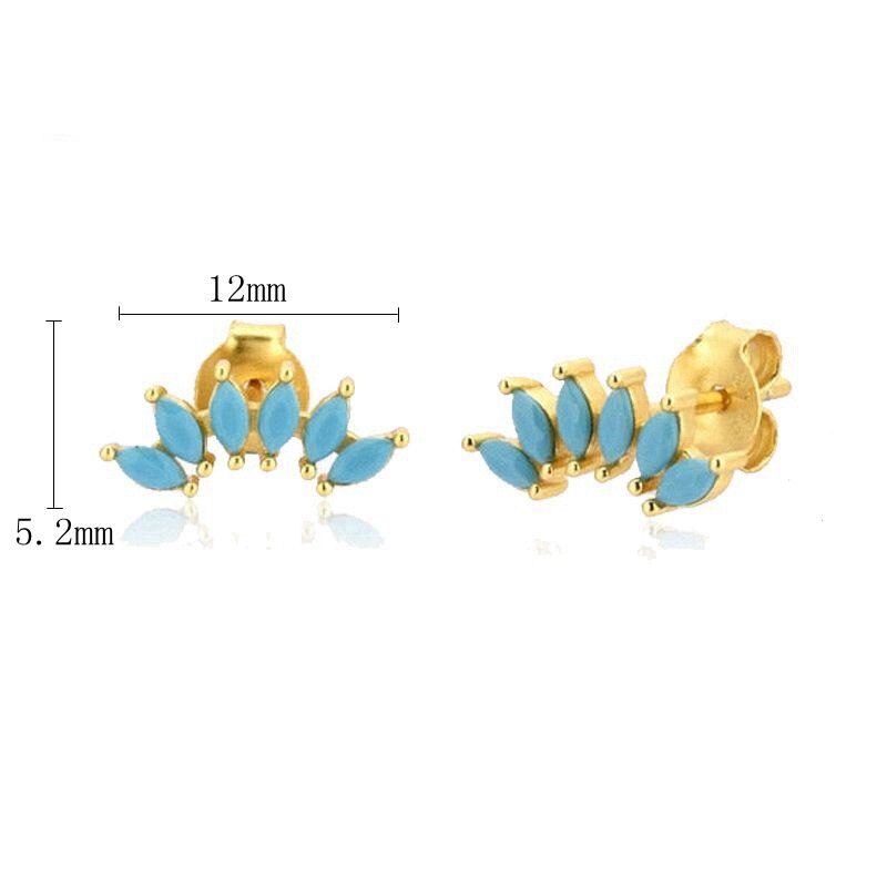 2022 Trend Blue Turquoises Series Hoop Earrings 925 Sterling Silver Ear Needle Small Earrings For Women Delicate Jewelry Pendant
