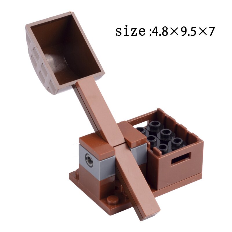 Medieval Castle Wall Model Building Blocks Ancient Military Siege Weapons Tent Watchtower Chariot Bonfire Carriage Bricks Toys