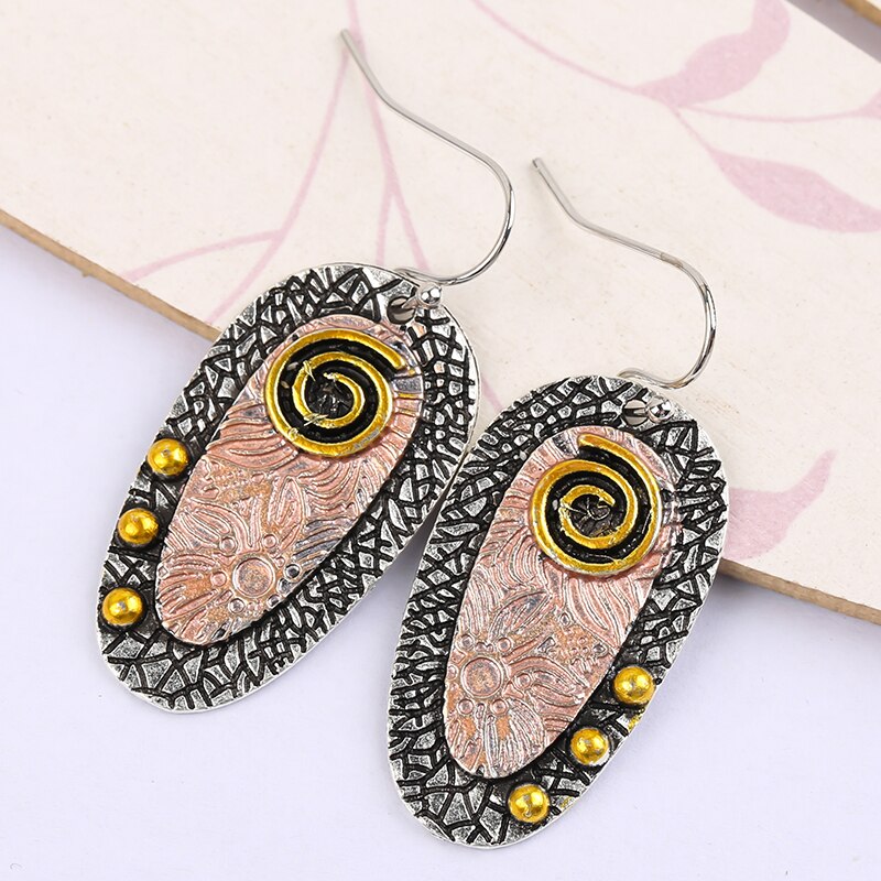 Vintage Ethnic Flower Drop Hanging Earring for Women Tredn Fashion Lovely Ear Pendant Dangle Earrings Jewelry Accessories