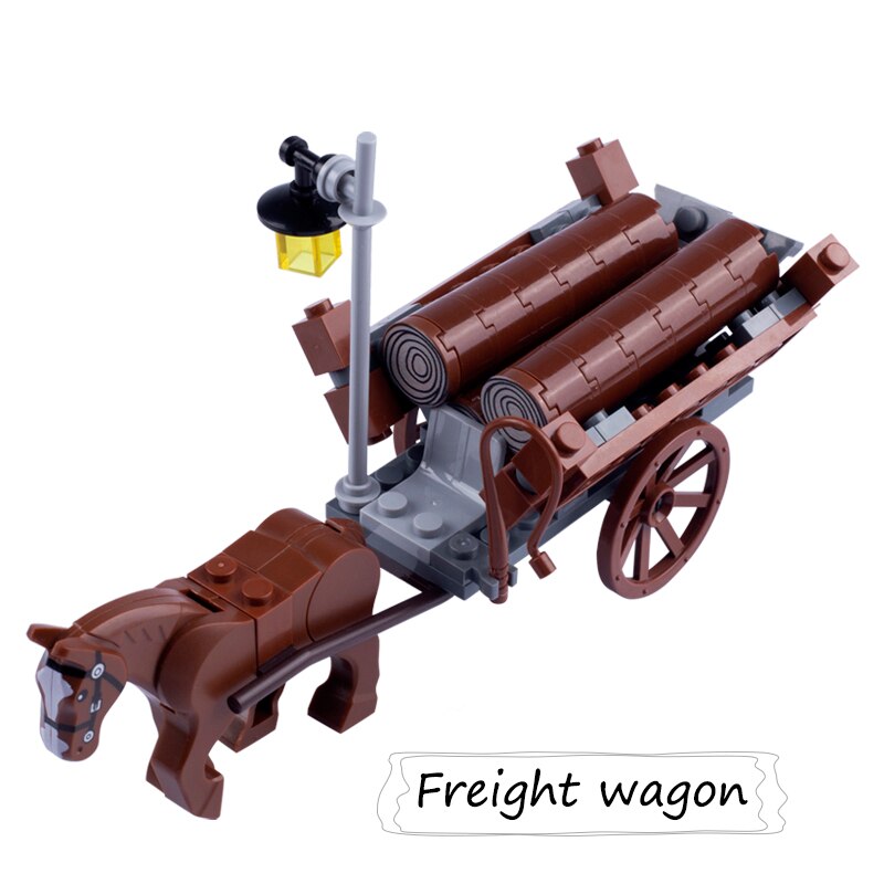 Medieval Castle Wall Model Building Blocks Ancient Military Siege Weapons Tent Watchtower Chariot Bonfire Carriage Bricks Toys