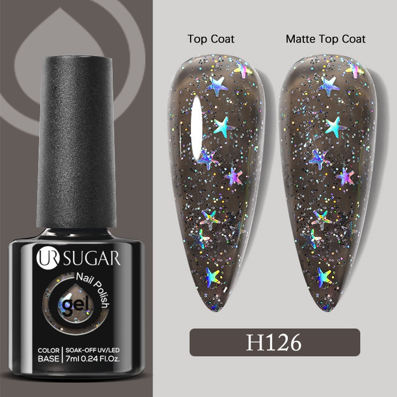 UR SUGAR 7ml Gold Glitter Gel Nail Polish Platinum Shining Mineral Sequins Soak Off UV LED Gel Nail Semi Permanent Manicure