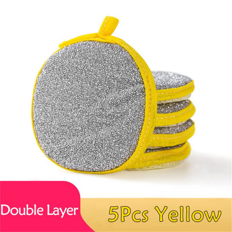 5Pcs Double Side Dishwashing Sponge Dish Washing Brush Pan Pot Dish Wash Sponges Household Cleaning Kitchen Tools