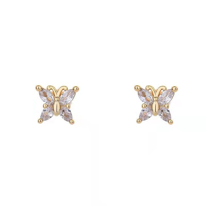 925 Sterling Silver Ear Needle Butterfly Hoop Earrings Colorful Crystal Animal Pendant Earrings for Women Party Fashion Jewelry