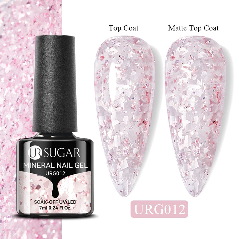 UR SUGAR 7ml Gold Glitter Gel Nail Polish Platinum Shining Mineral Sequins Soak Off UV LED Gel Nail Semi Permanent Manicure