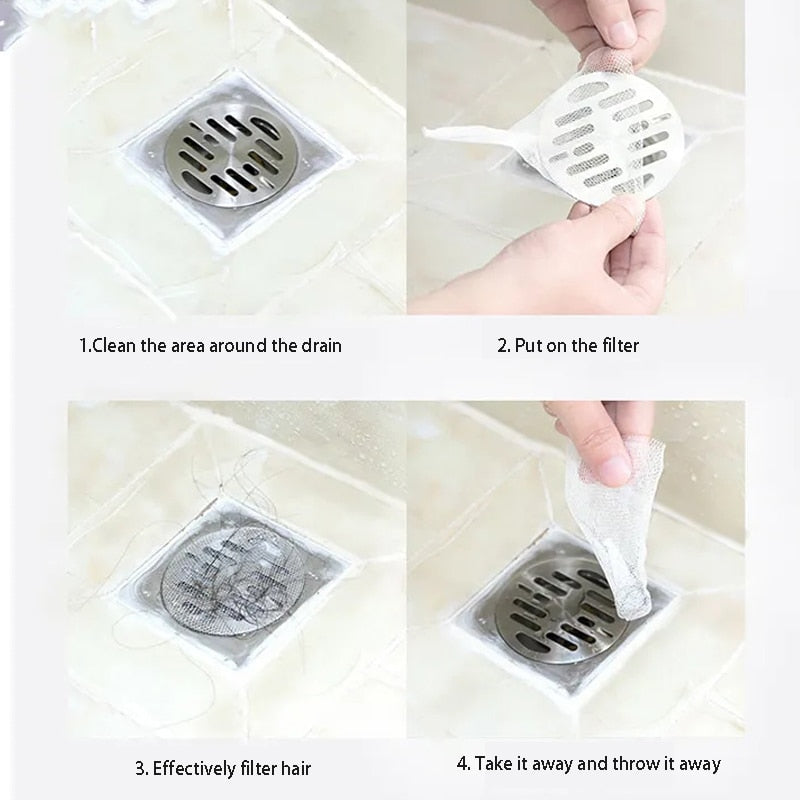 100/30PCS Disposable Sink Filter Mesh Bag Strainer  Waste Filter Drainage Hole Garbage Bag Kitchen Bathroom Clean Supplies