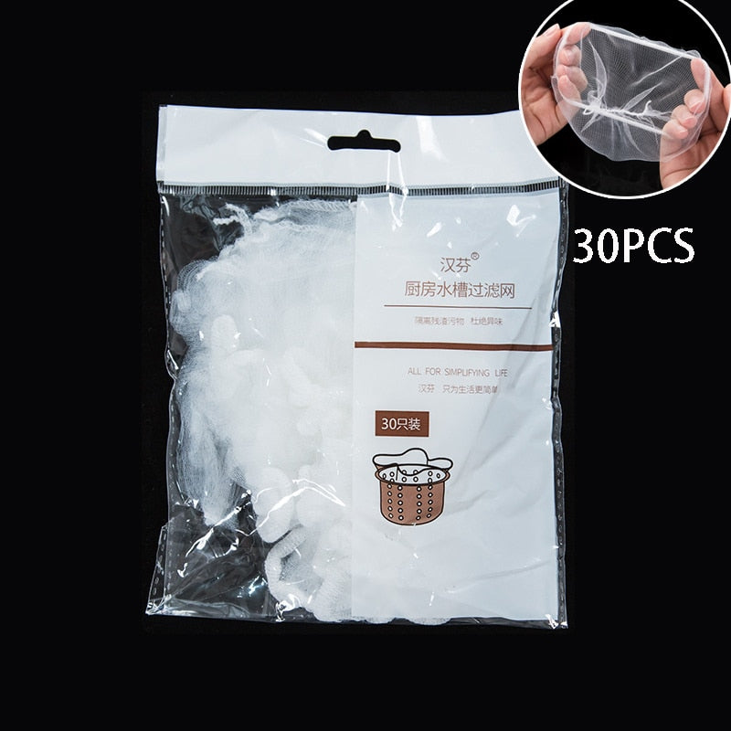 100/30PCS Disposable Sink Filter Mesh Bag Strainer  Waste Filter Drainage Hole Garbage Bag Kitchen Bathroom Clean Supplies