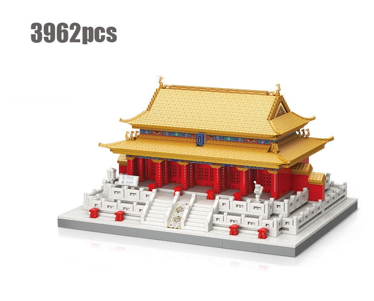 City Architecture Micro Building Blocks Chinese Ancient Palace Models Diamond China Courtyard Great Wall Toys Gifts