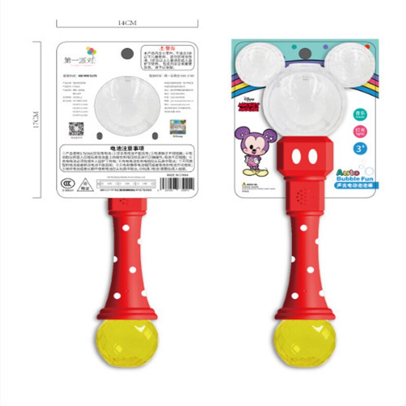 Disney New Cartoon Minnie Bubble Machine Electric Bubble Stick Toy Mickey Mouse Boys Girls Party Children Toys Birthday Gift
