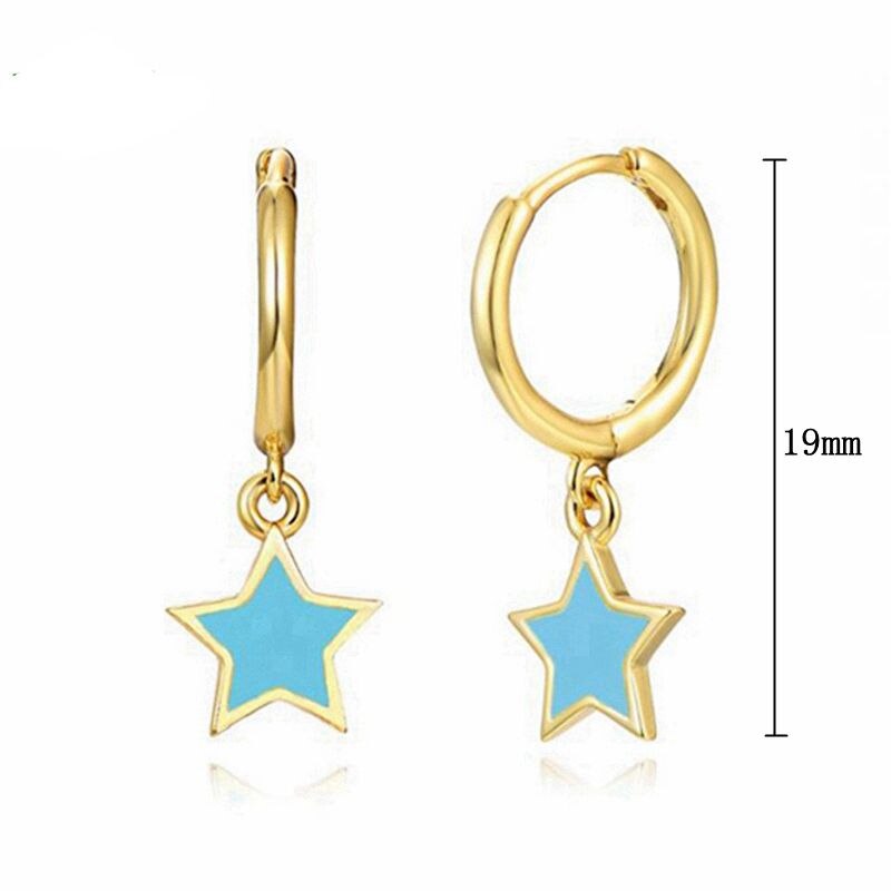 2022 Trend Blue Turquoises Series Hoop Earrings 925 Sterling Silver Ear Needle Small Earrings For Women Delicate Jewelry Pendant