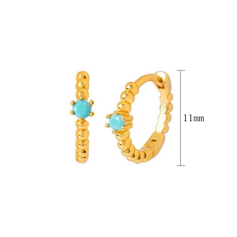 2022 Trend Blue Turquoises Series Hoop Earrings 925 Sterling Silver Ear Needle Small Earrings For Women Delicate Jewelry Pendant