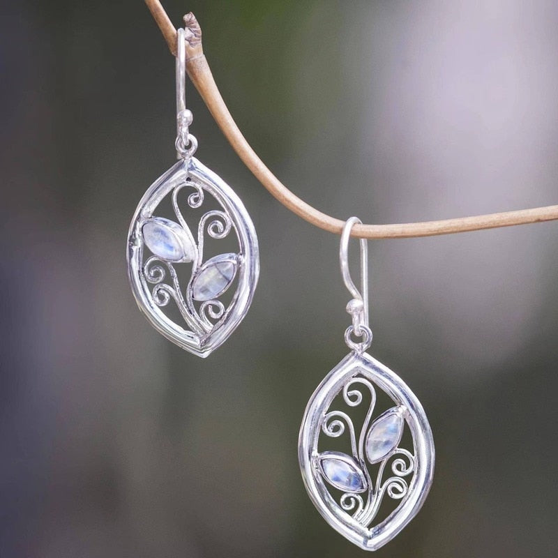Boho Dangle Earrings for Women Vintage Selenite Turquoise Drop Earrings Ethnic Retro Pendant Ear Hook Beach Party Jewelry Gift