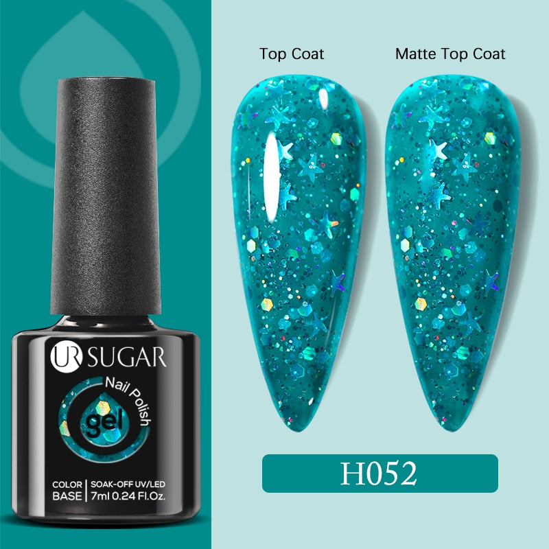 UR SUGAR 7ml Gold Glitter Gel Nail Polish Platinum Shining Mineral Sequins Soak Off UV LED Gel Nail Semi Permanent Manicure