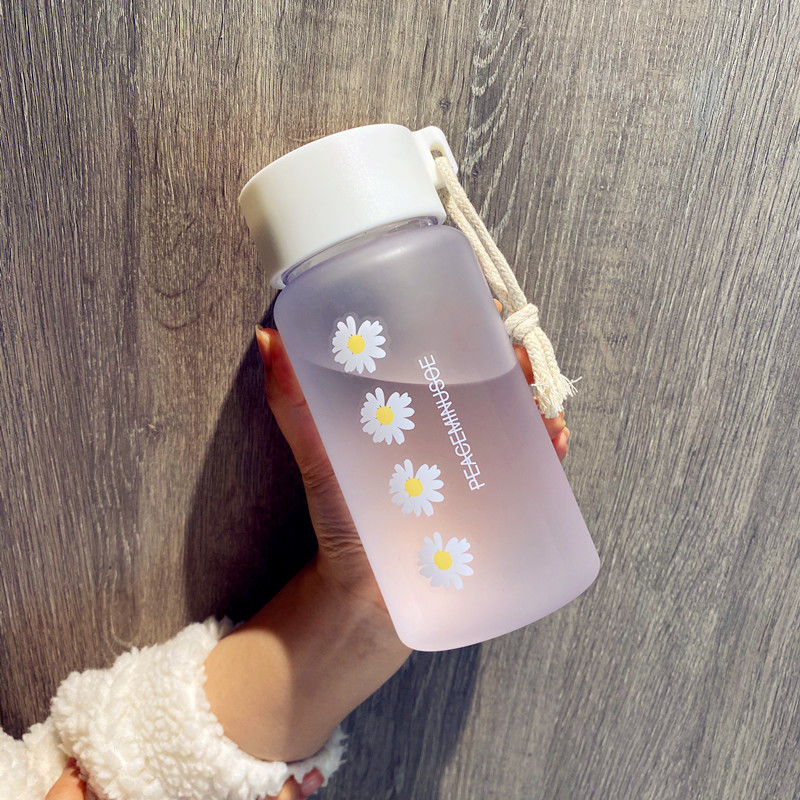 500ml Plastic Water Bottles for Girls Creative Frosted Drink Kawaii Sports Transparent Water Bottle with Portable Travel Tea Cup